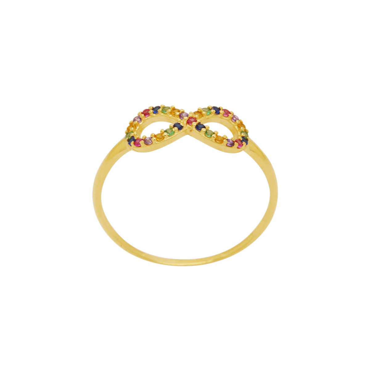 Anel Aro Fino Infinito Zircônias Brancas em Ouro 18K