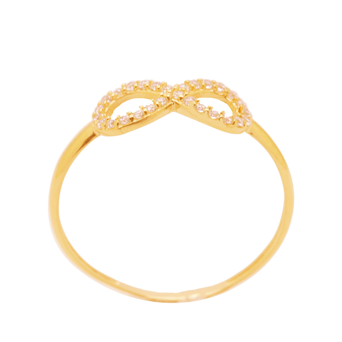 Anel Aro Fino Infinito Zircônias Brancas em Ouro 18K