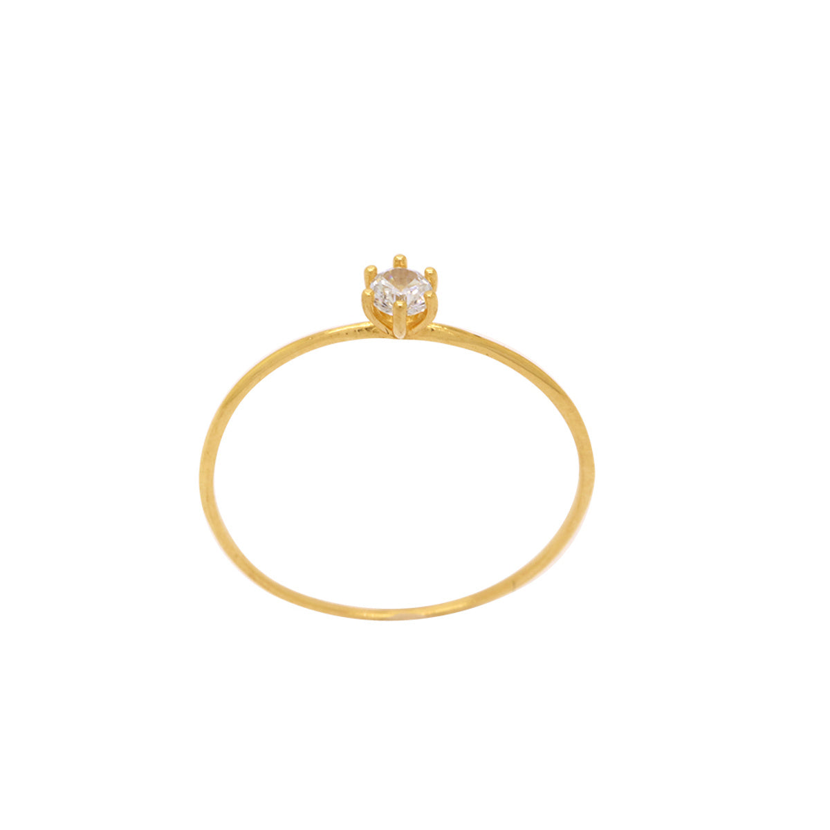 Anel Aro Fino Solitário Zircônia Branca 3 mm em Ouro 18K