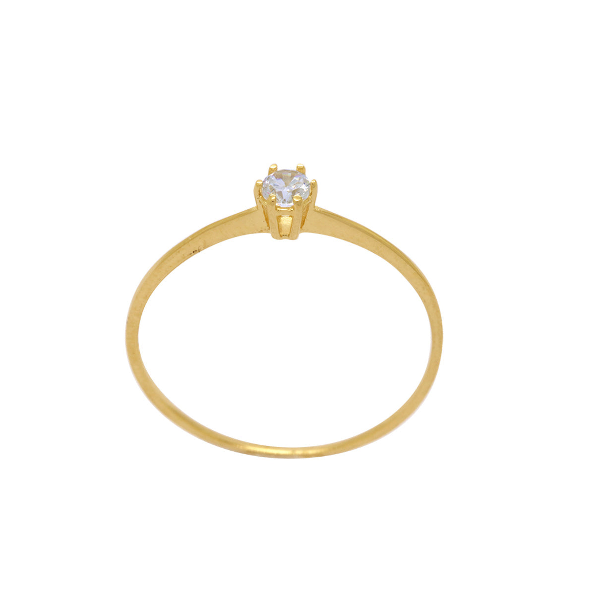 Anel Aro Fino Solitário Zircônia Branca 3 mm em Ouro 18K