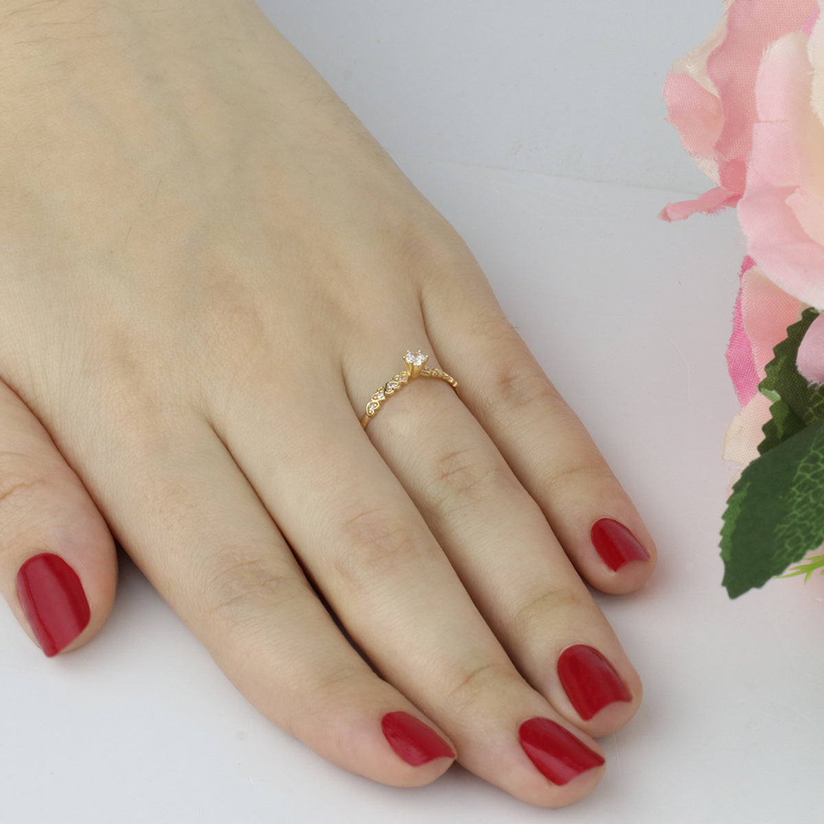 Anel Aro Fino Solitário Zircônia Branca 3 mm em Ouro 18K