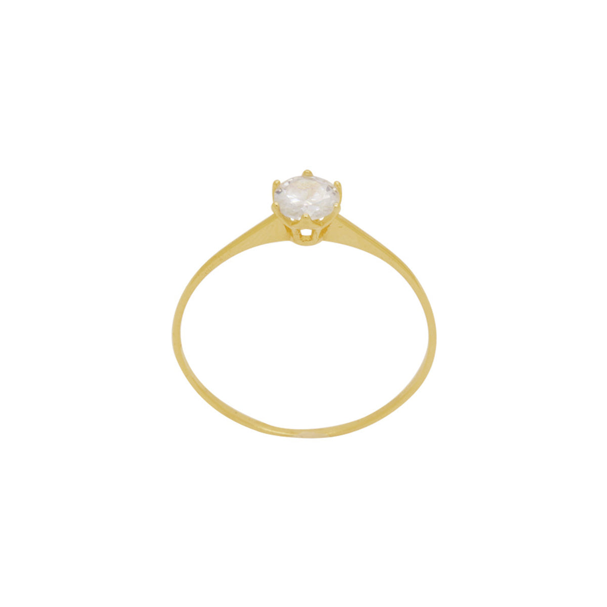 Anel Aro Fino Solitário Zircônia Branca 5 mm em Ouro 18K