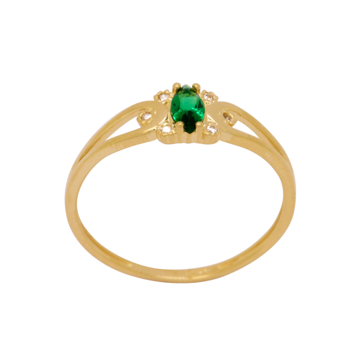 Anel Aro Quadrado Formatura Zircônia Navete 3x6 mm Borda Cravejada em Ouro 18K