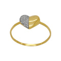 Anel Aro Simples Coração Zircônias Brancas Rodinado em Ouro 18K