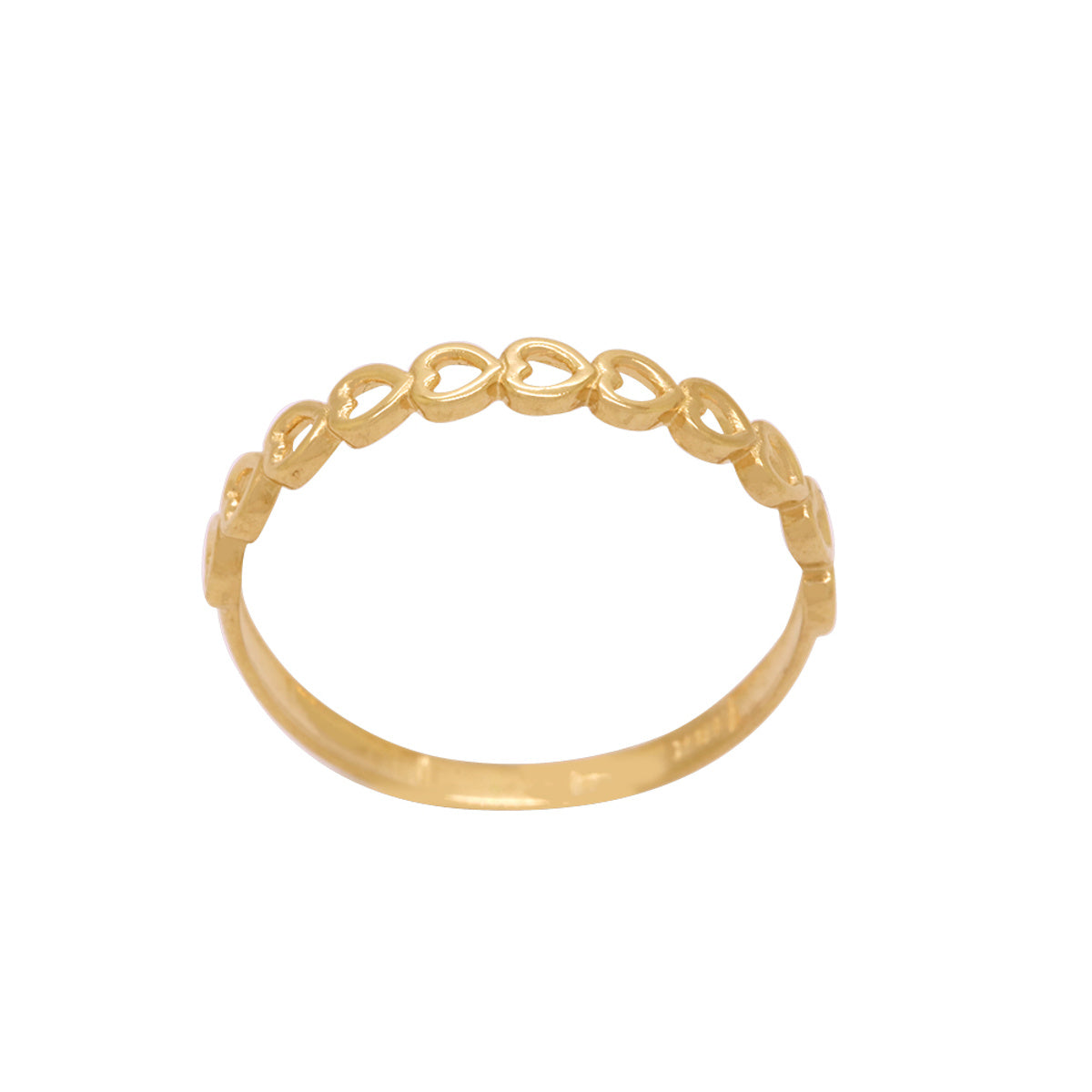 Anel Aro Simples Corações em Ouro 18K