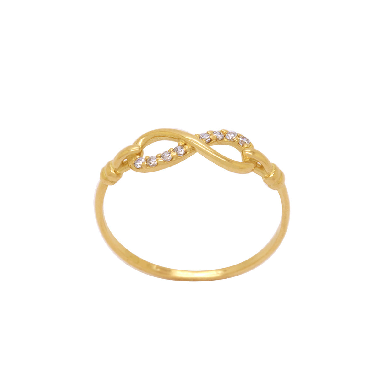 Anel Aro Simples Infinito Zircônias Brancas em Ouro 18K