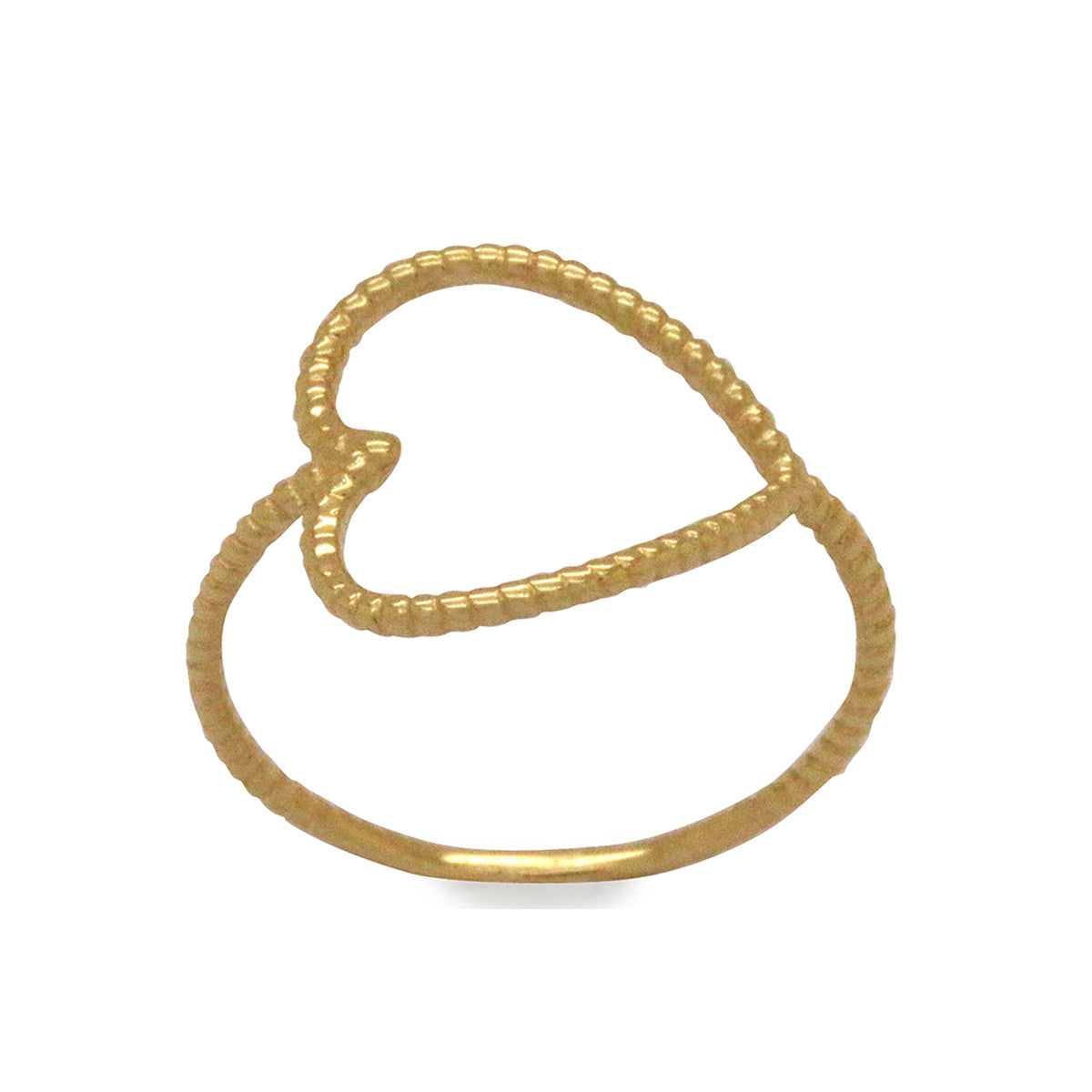Anel Aro Simples Pipoca Coração Vazado em Ouro 18K