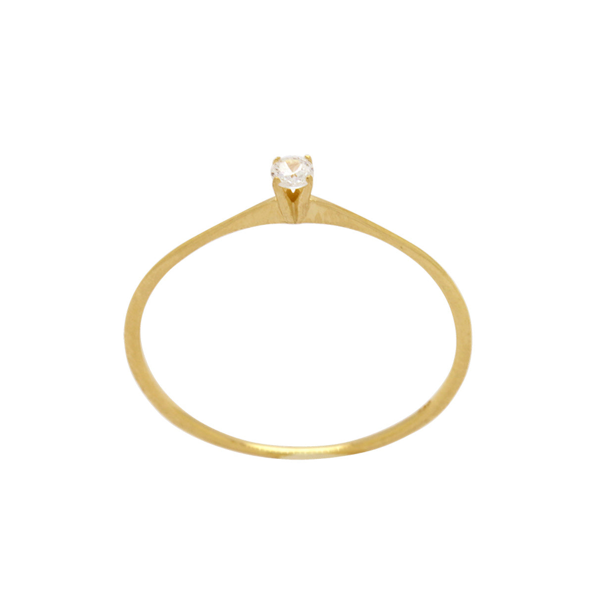 Anel Aro Simples Solitário Zircônia Redonda 2,5 mm em Ouro 18K