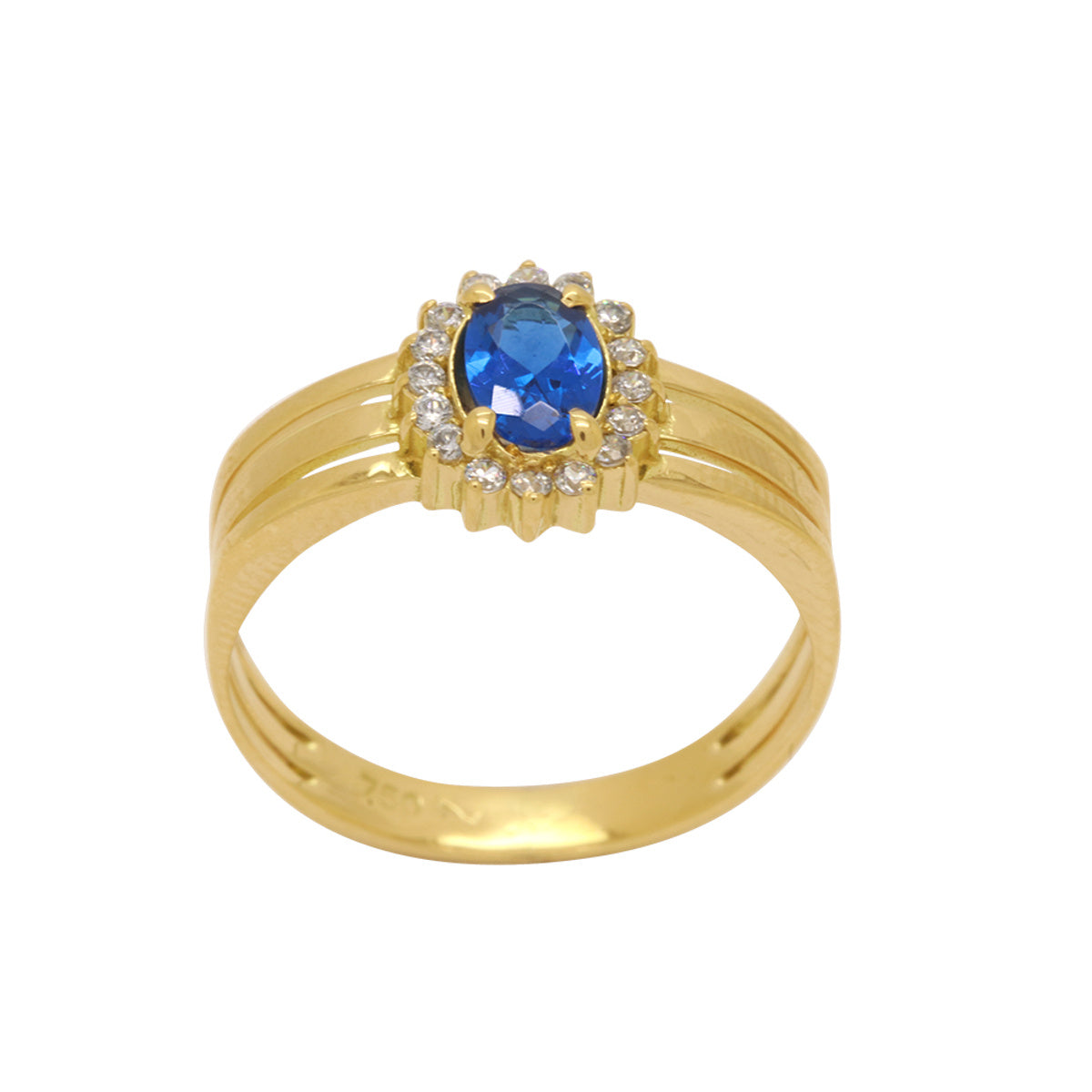 Anel Aro Triplo Formatura Zircônia 4x6 mm Borda Cravejada em Ouro 18K