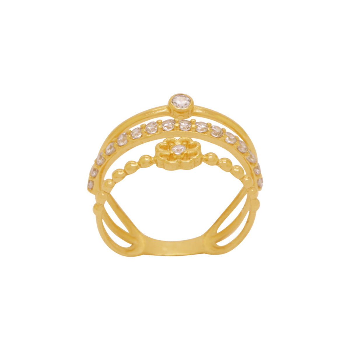 Anel Aro Triplo Zircônia Verde em Ouro 18K
