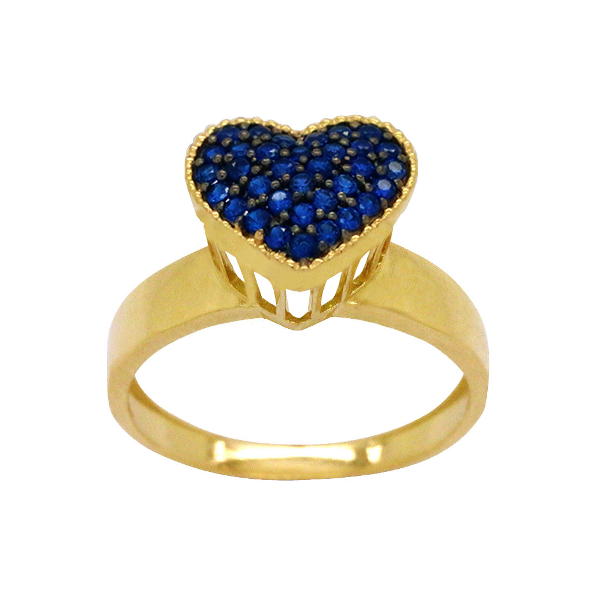 Anel Chuveiro Coração Grande Cravejado Zircônias em Ouro 18K