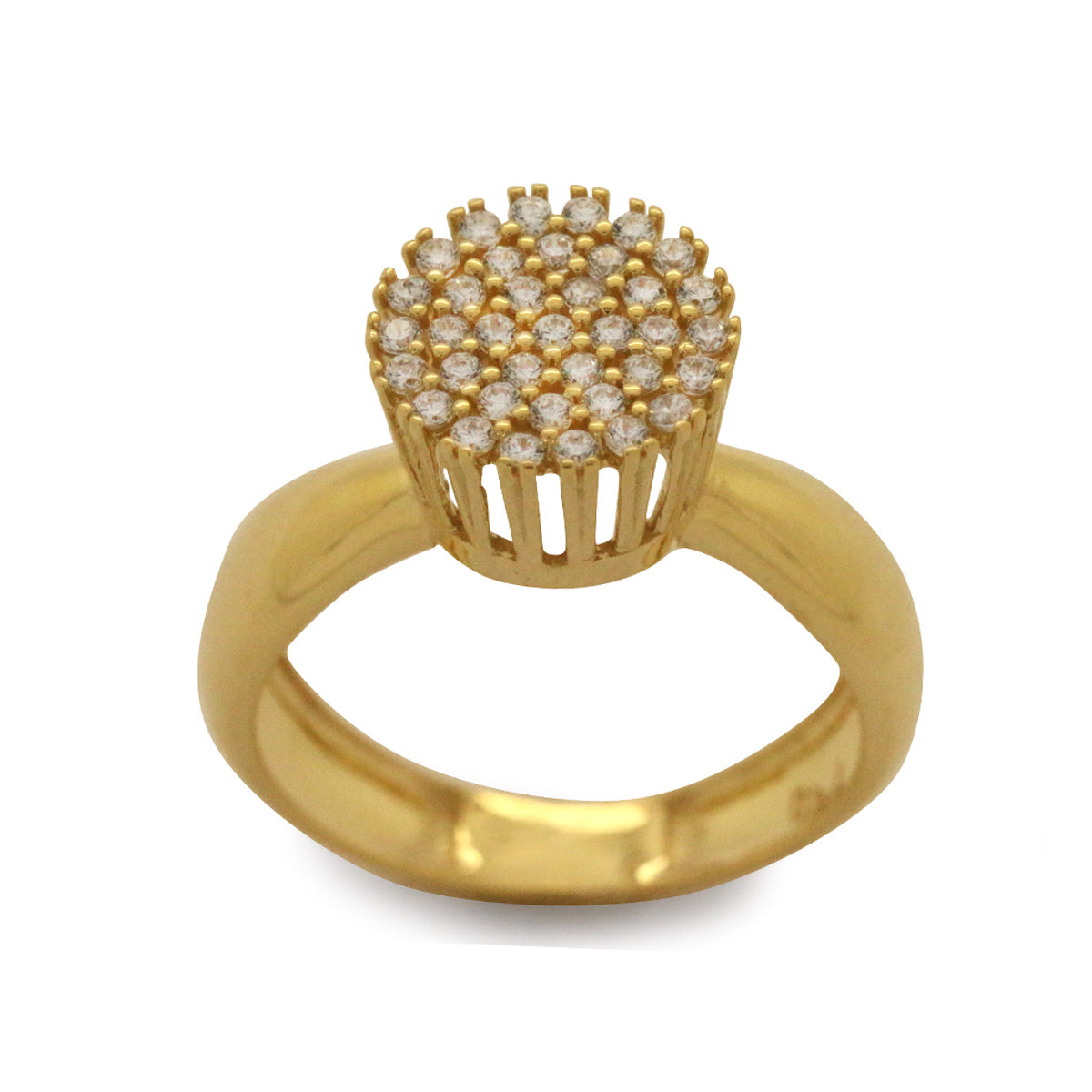 Anel Chuveiro Redondo Zircônias Azuis N° 14 em Ouro 18K