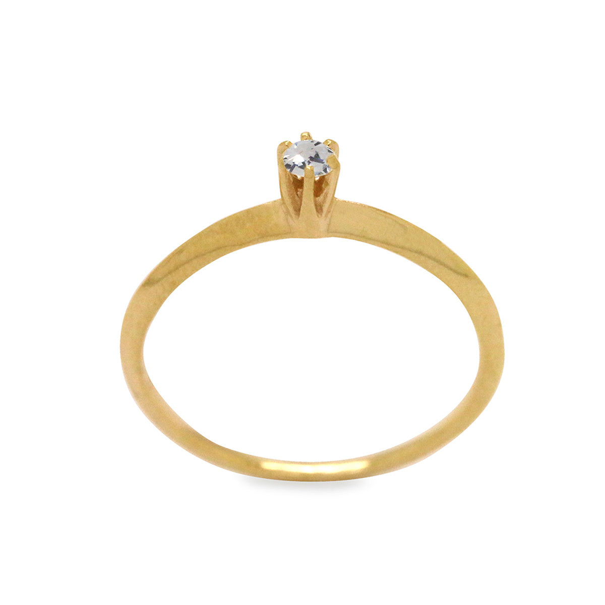 Anel do Aro Desquinado Solitário Zircônia 3 mm em Ouro 18K