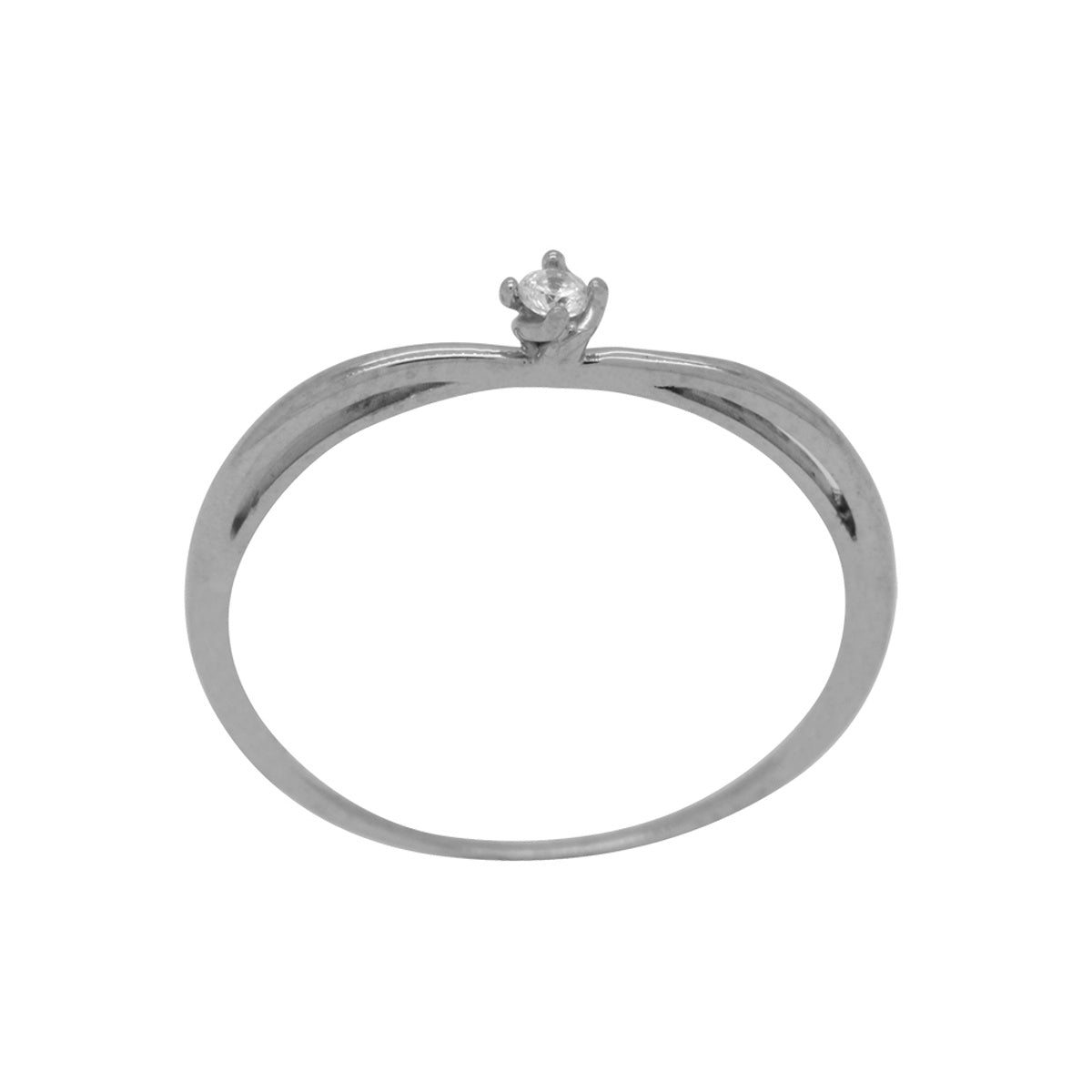 Anel Aro Fino Solitário Zircônia 2 mm em Ouro Branco 18K