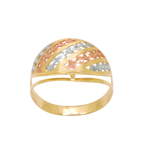 Anel Aro Abaulado em Ouro 18K Tricolor