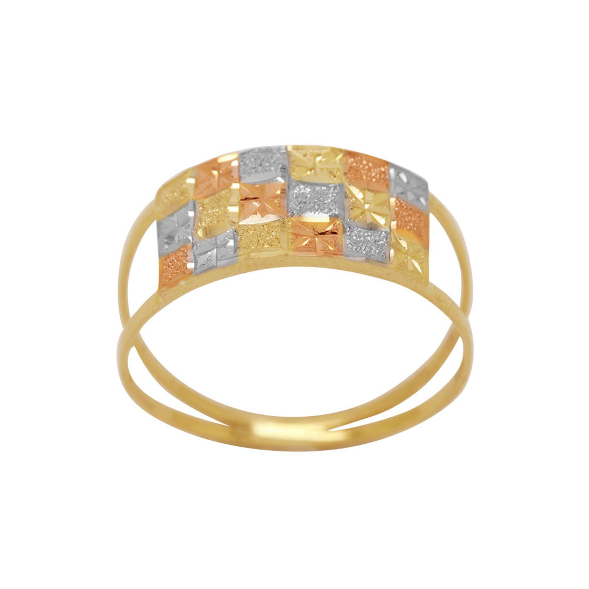 Anel Aro Duplo em Ouro 18K Tricolor