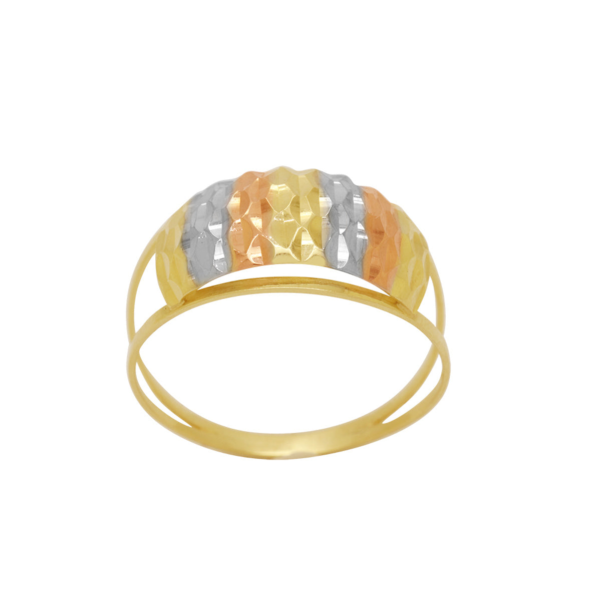 Anel Aro Duplo em Ouro 18K Tricolor
