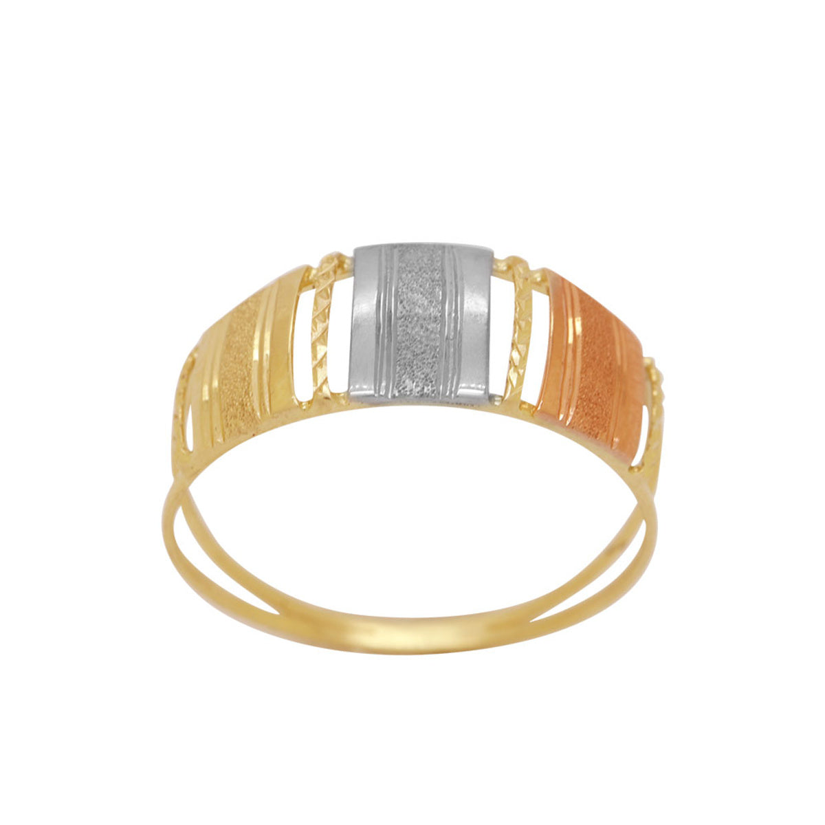 Anel Aro Duplo Chapa em Ouro 18K Tricolor
