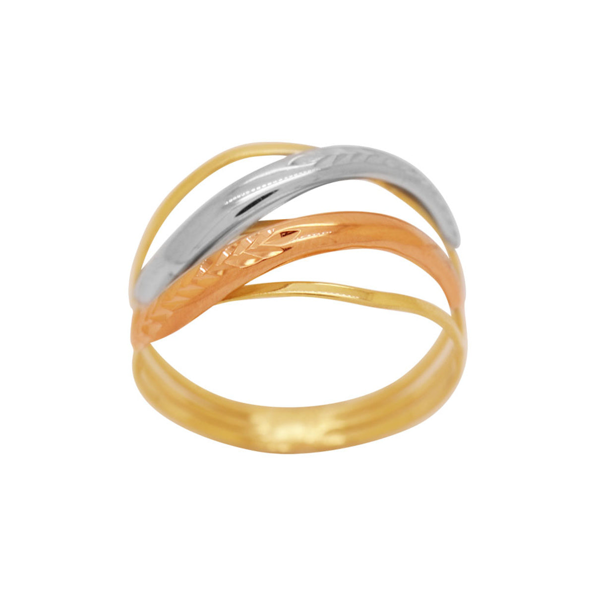 Anel Aro Triplo em Ouro 18K Tricolor