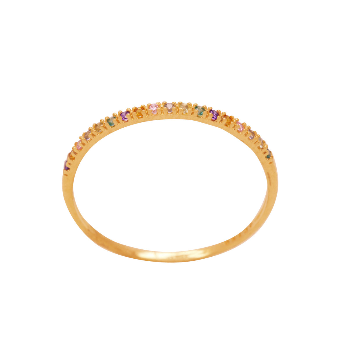 Aparador Aro Simples Zircônias Coloridas em Ouro 18K