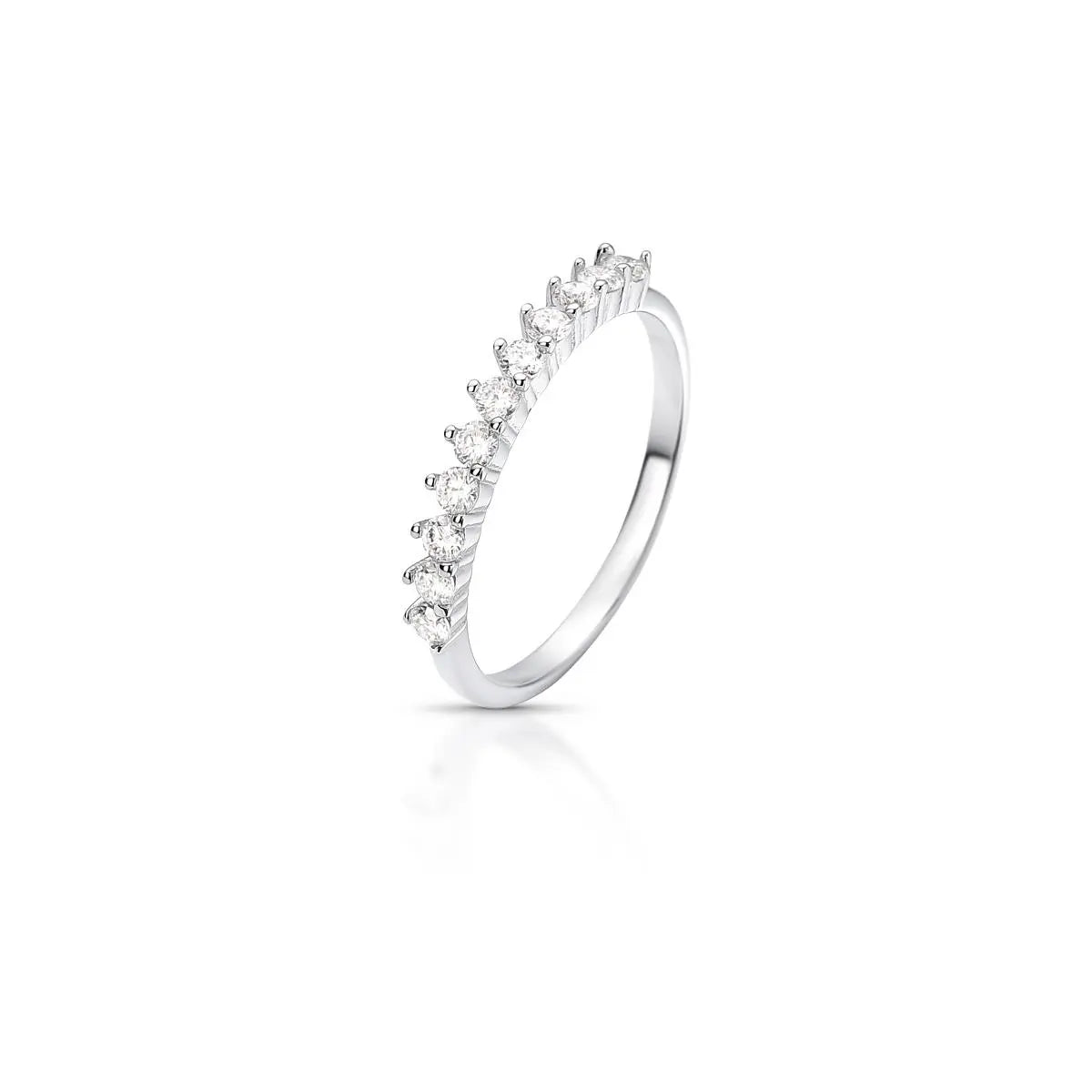 Anel de Prata 925 Aparador com Pedras Moissanites 2mm