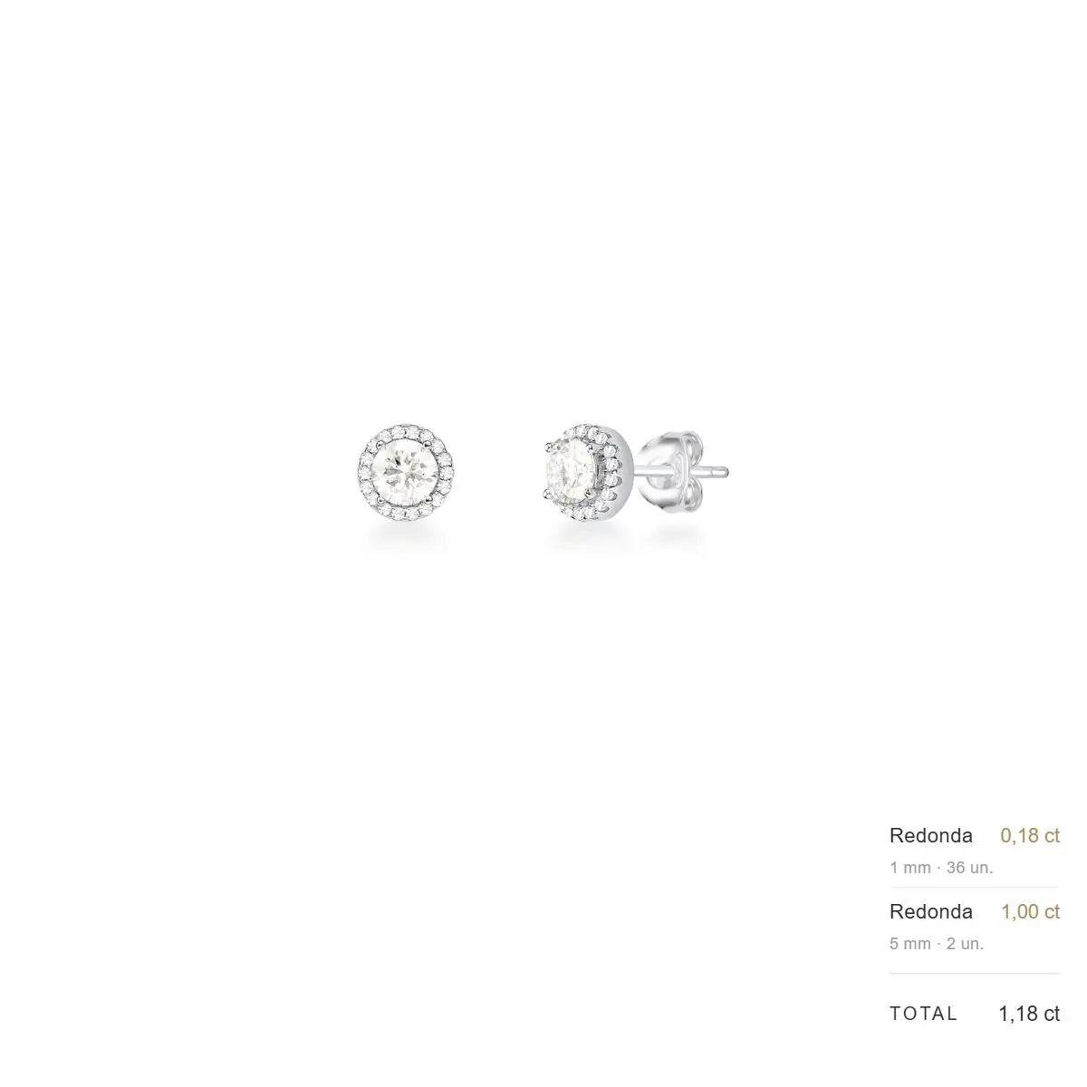 Brinco de Prata 925 com Moissanite 5mm