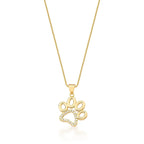 Conjunto Brinco e Corrente com Pingente Pata Banhado a Ouro