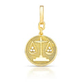 Pingente Folheado a Ouro Redondo Signo Libra Texturizado e com Zircônia