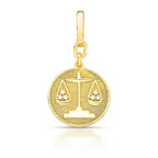 Pingente Folheado a Ouro Redondo Signo Libra Texturizado e com Zircônia