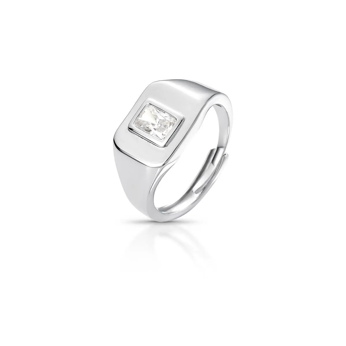 Anel de Prata 925 Dedo Mínimo com Pedra Moissanite 6x4mm