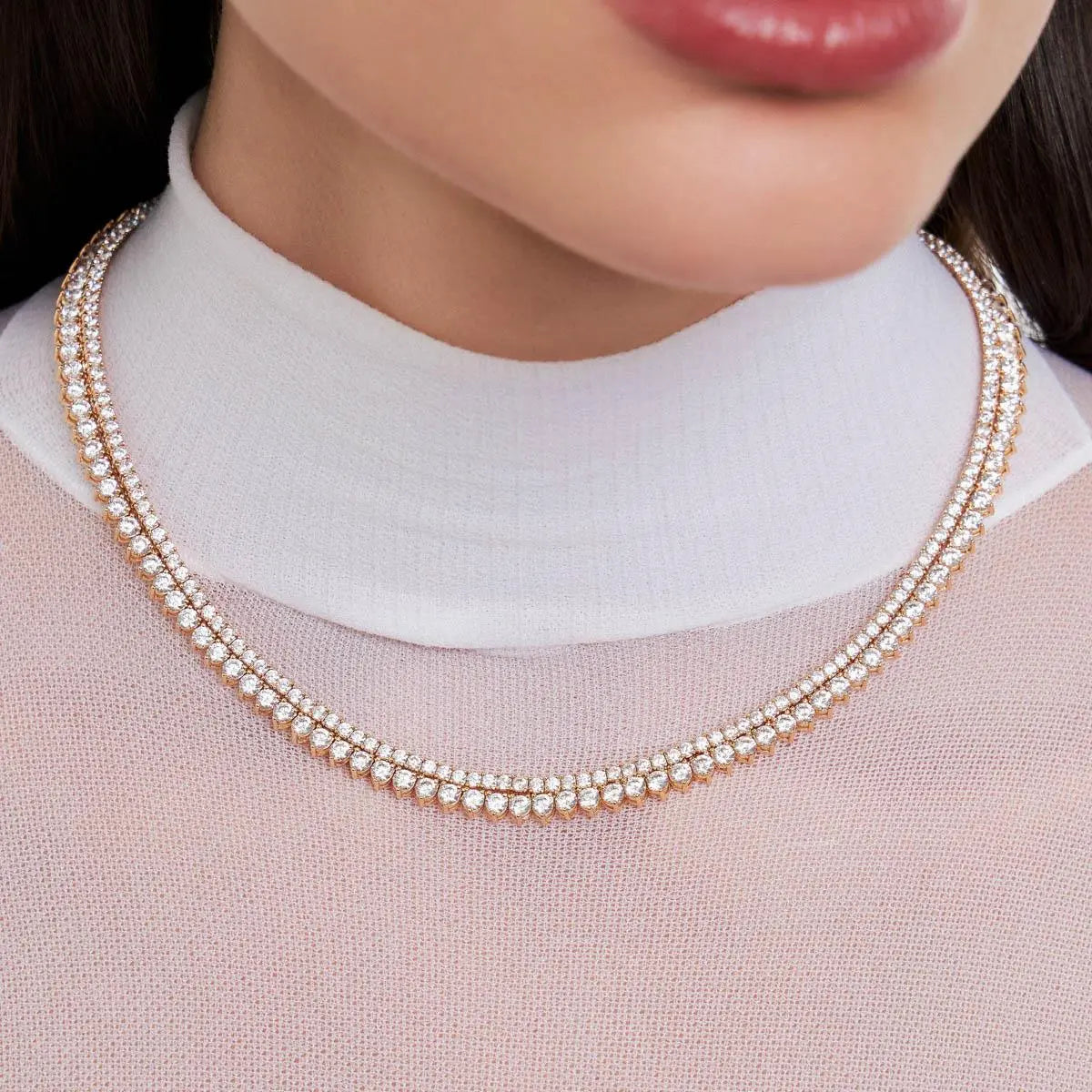 Colar Riviera Folheado a Ouro com Zircônias Redondas