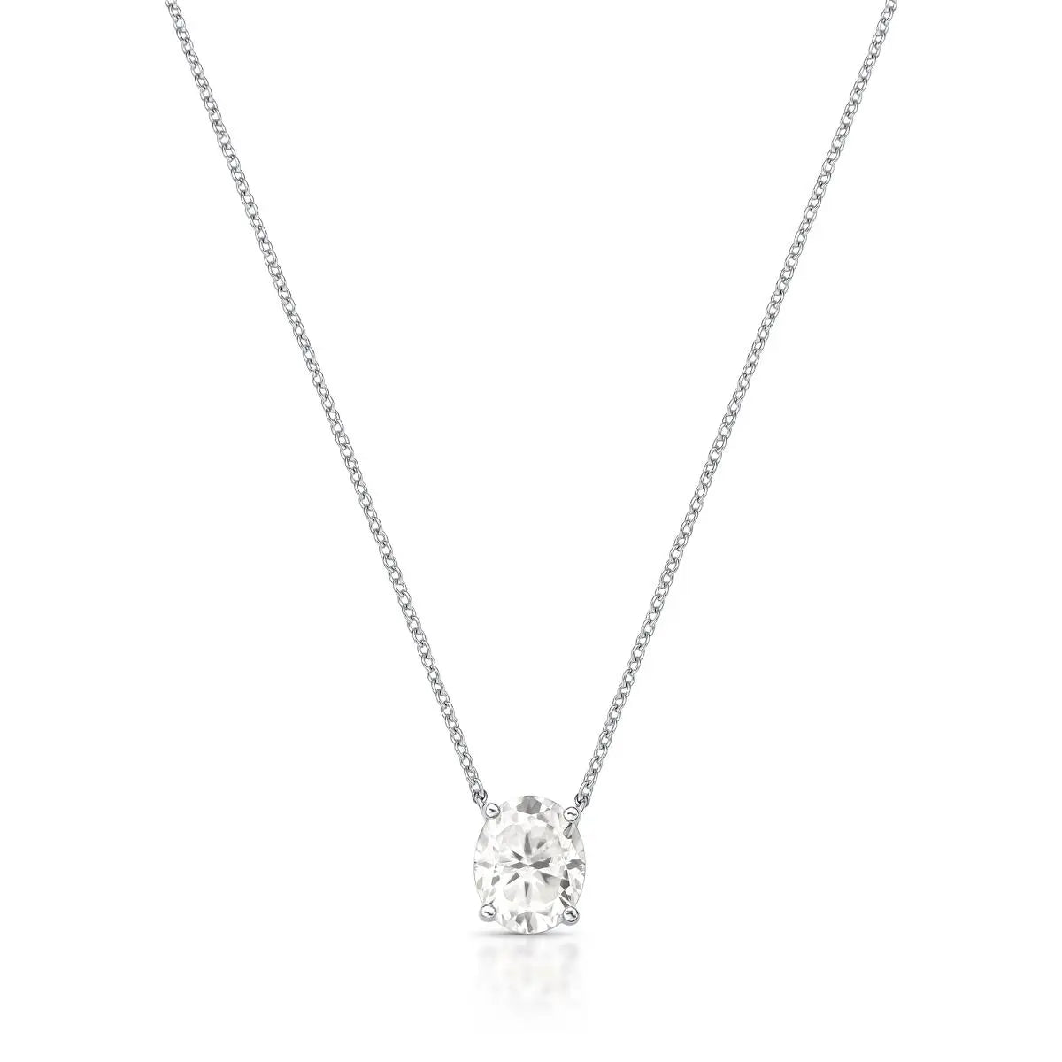 Colar de Prata 925 com Pingente de Pedra Moissanite 8x10mm