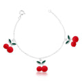 Pulseira de Prata 925 Kids com Pingente de Cereja Esmaltado