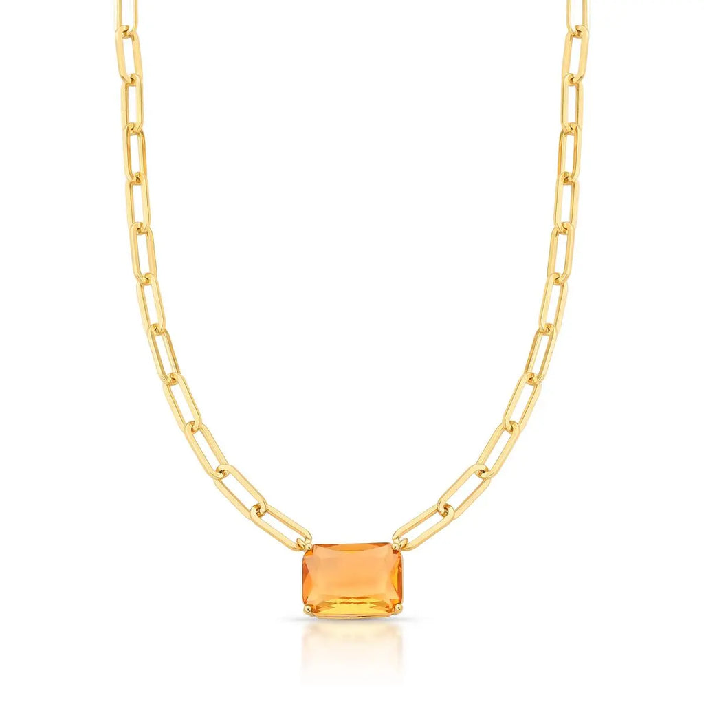 Colar Folheado a Ouro com Cristal Retangular