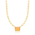 Colar Folheado a Ouro com Cristal Retangular