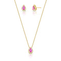 Conjunto Brinco e Colar com Pingente de Gota em Cristal