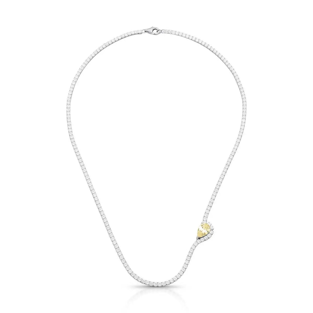 Colar Riviera de Prata 925 com Cristal de Gota e Zircônias
