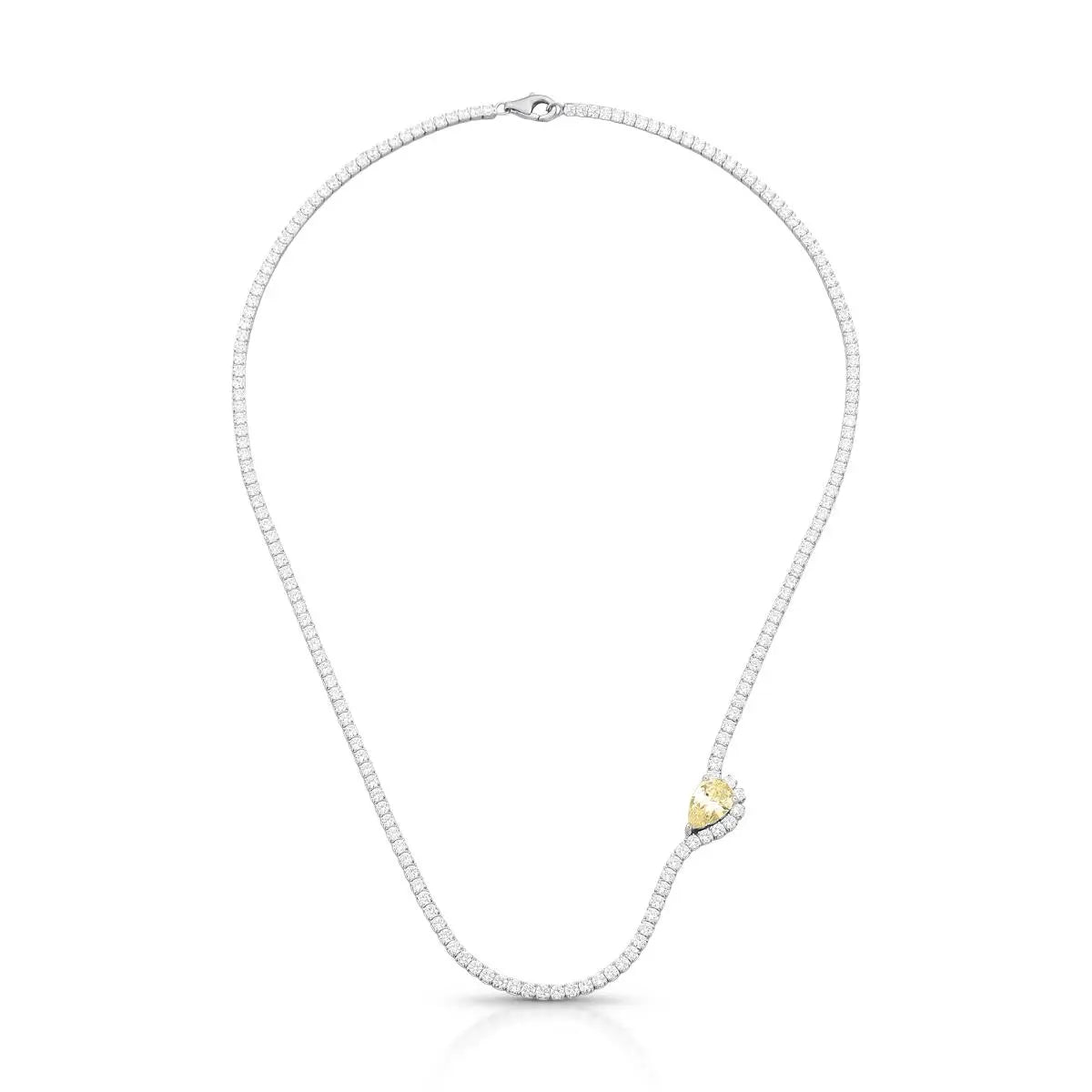 Colar Riviera de Prata 925 com Cristal de Gota e Zircônias