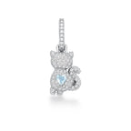 Pingente de Prata 925 de Gato Cravejado de Zircônias