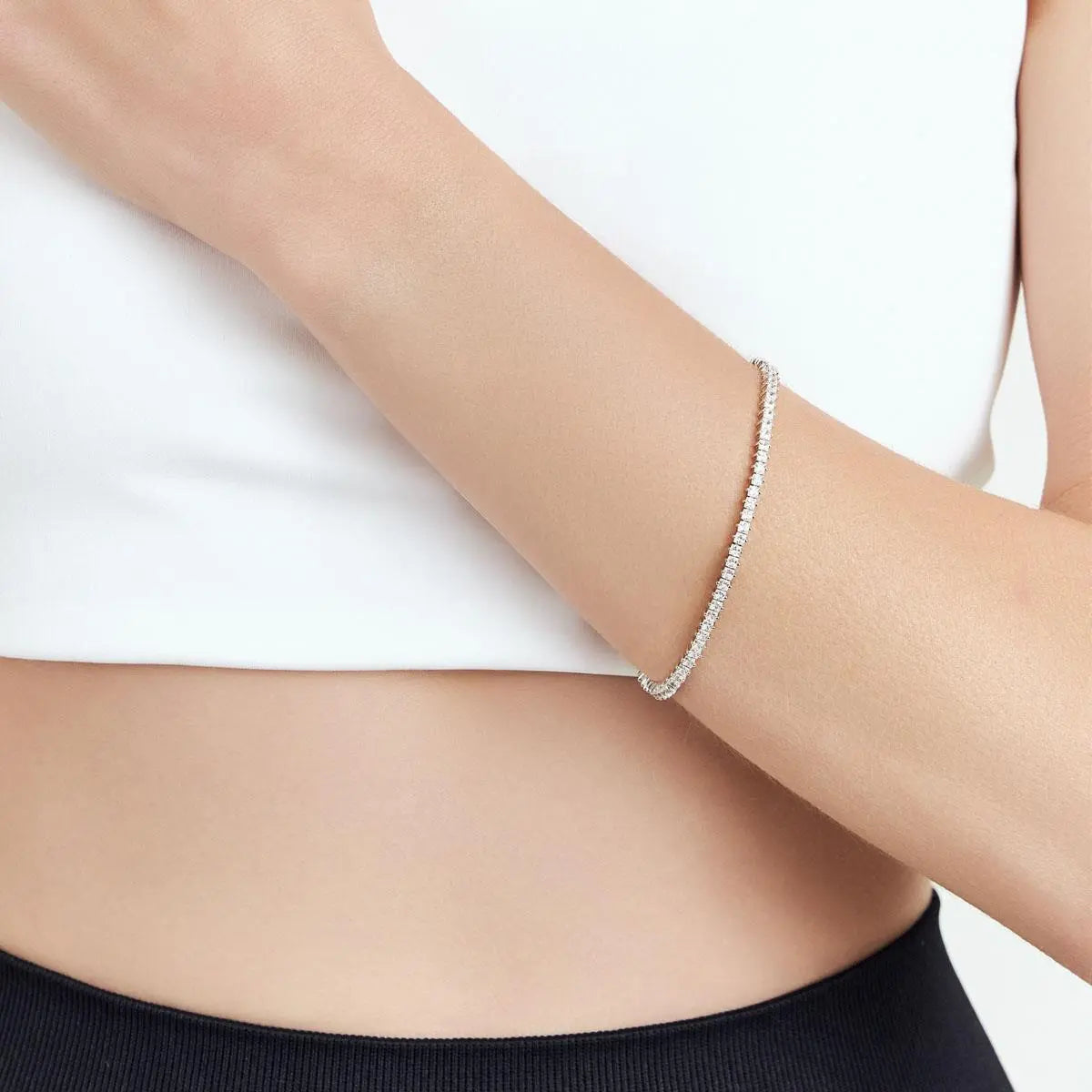 Pulseira Riviera de Prata 925 com Cristais Redondos