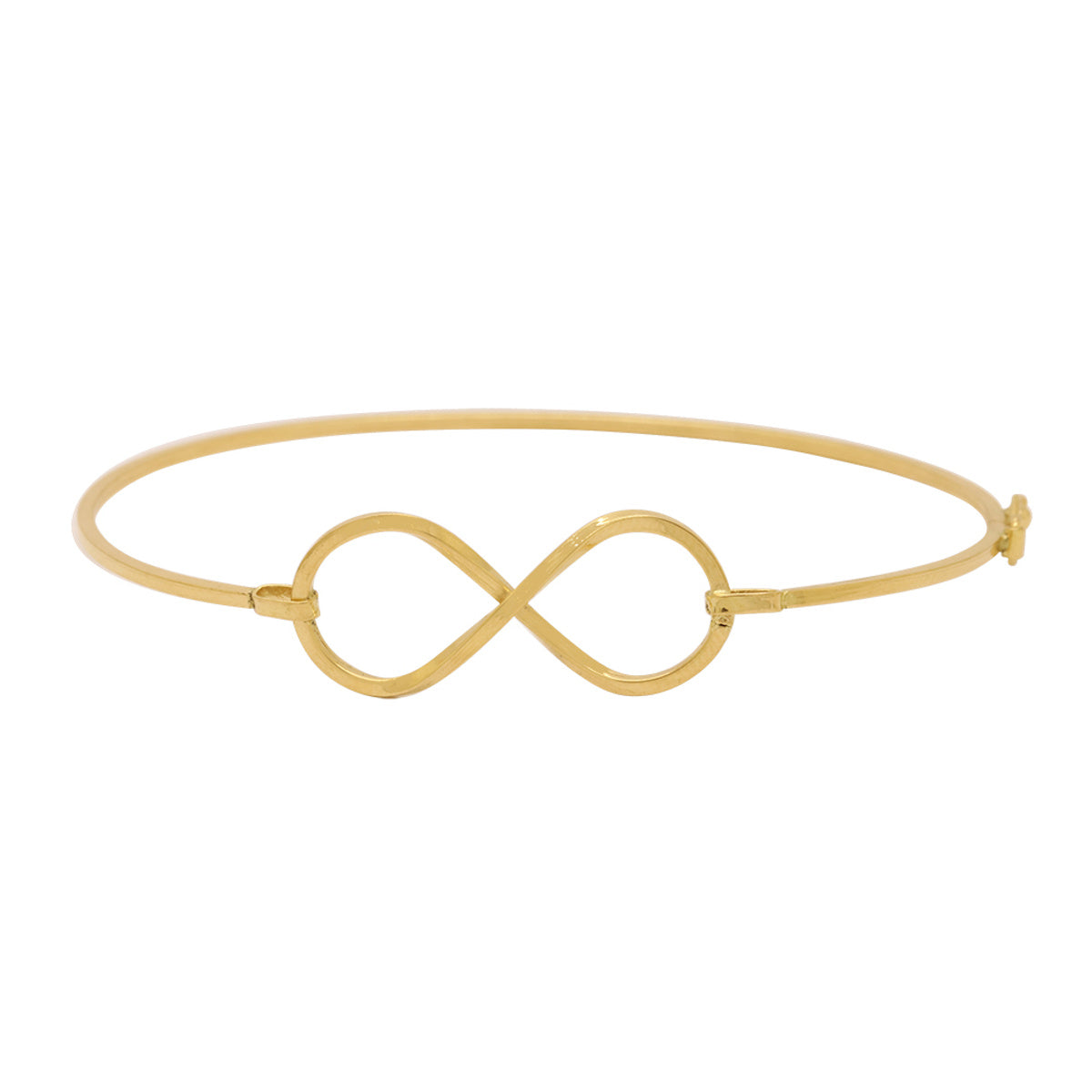 Bracelete Oval Fio Quadrado Bitola 1,20 mm Infinito Vazado Diâmetro 50x60 mm em Ouro 18K