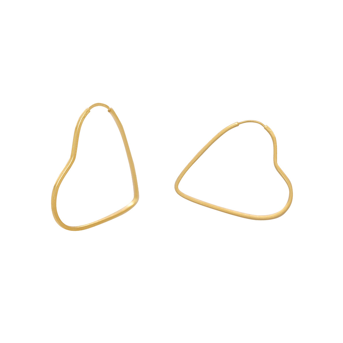 Brinco Argola Coração Fio Quadrado Bitola 1,00 mm Diâmetro 1,50 cm em Ouro 18K