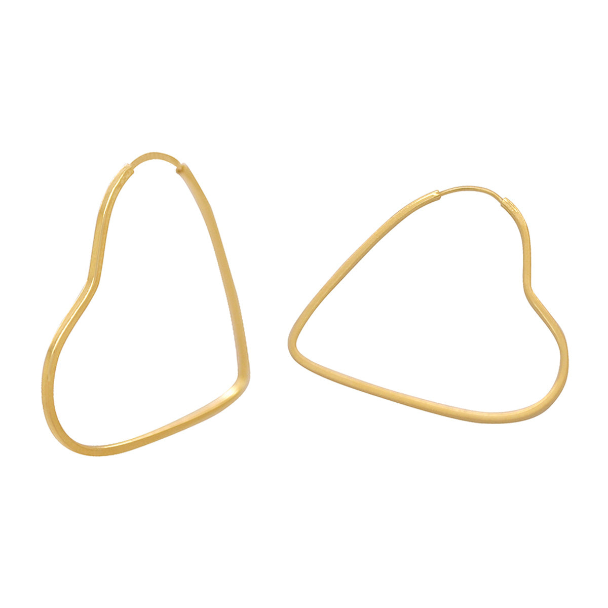 Brinco Argola Coração Fio Quadrado Bitola 1,00 mm Diâmetro 2,90 cm em Ouro 18K