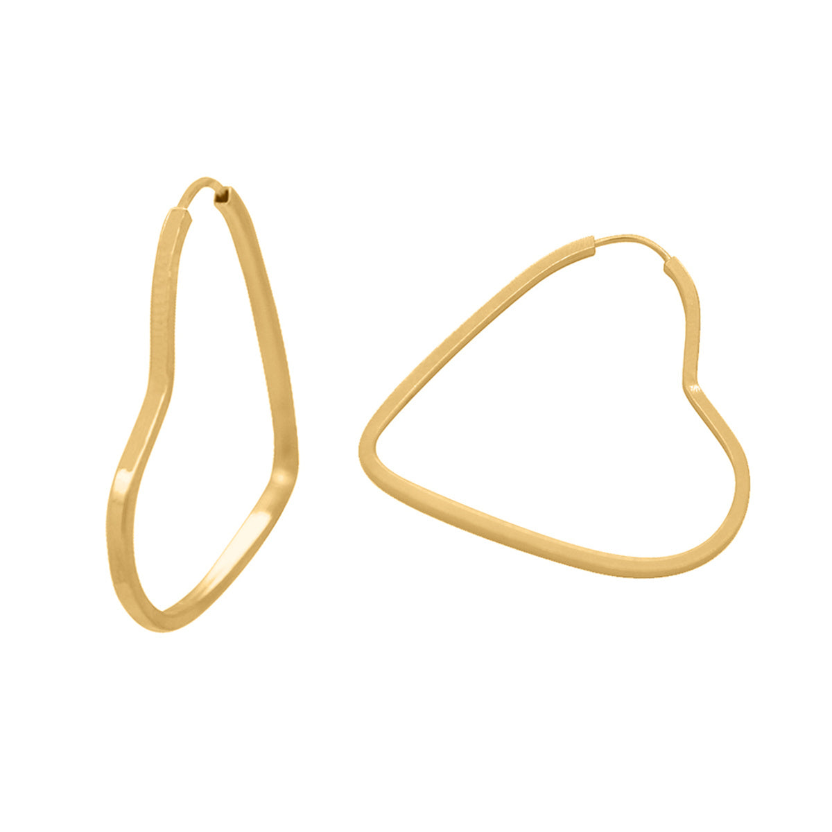 Brinco Argola Coração Fio Quadrado Bitola 1,30 mm Diâmetro 2,40 cm em Ouro 18K