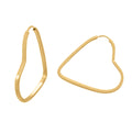 Brinco Argola Coração Fio Quadrado Bitola 1,30 mm Diâmetro 3,00 cm em Ouro 18K