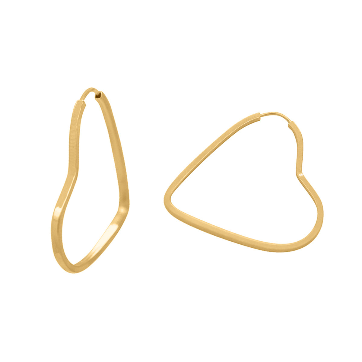 Brinco Argola Coração Raio 1,9 cm Fio Quadrado Bitola 1,30 mm Diâmetro 1,90 cm em Ouro 18K