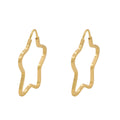 Brinco Argola Estrela Fio Quadrado Bitola 1,20 mm em Ouro 18K