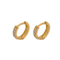 Brinco Argola Fio Cravejado Zircônias Bordas Diamantadas Diâmetro 1,00 cm em Ouro 18K