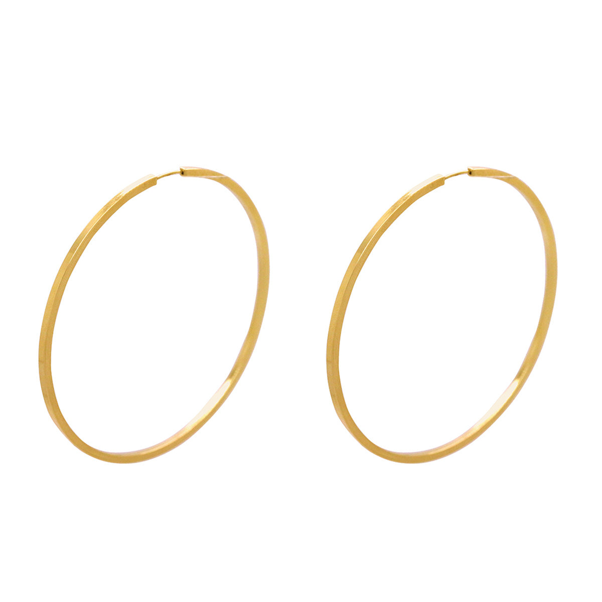 Brinco Argola Fio Quadrado Bitola 2 mm Diâmetro 6,40 cm em Ouro 18K