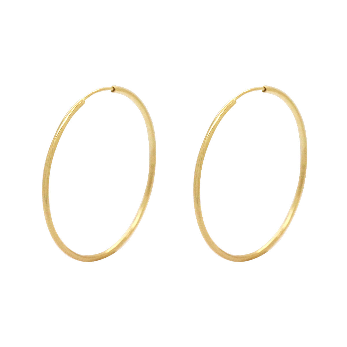 Brinco Argola Fio Redondo Bitola 1,00 mm Diâmetro 2,90 cm em Ouro 18K